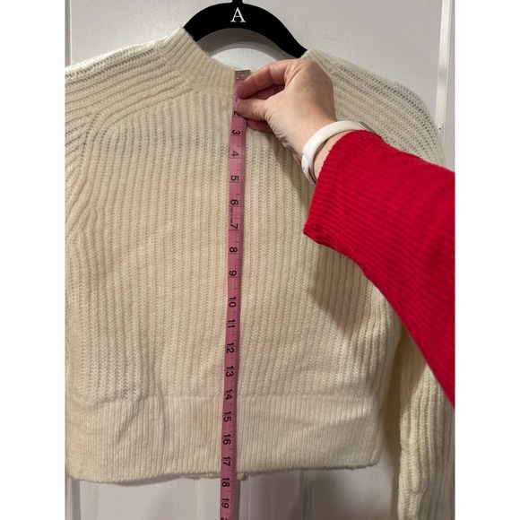 Abercrombie Fitch Cream Knit Cardigan Pearl Buttons Cropped Sweater Women - Picture 6 of 12